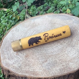 Couteau pyrogravé buis